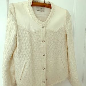 I R O cream blazer with fine leather